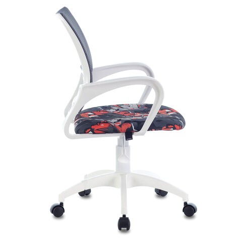 Офисное кресло Brabix Fly MG-396W (с подлокотниками, пластик белый, сетка, серое с рисунком "Graffity") 532404 в Заводоуковске - изображение 1