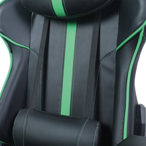 Компьютерное кресло Brabix GT Carbon GM-120 (две подушки, экокожа, черное/зеленое) 531929 в Тюмени - изображение 6