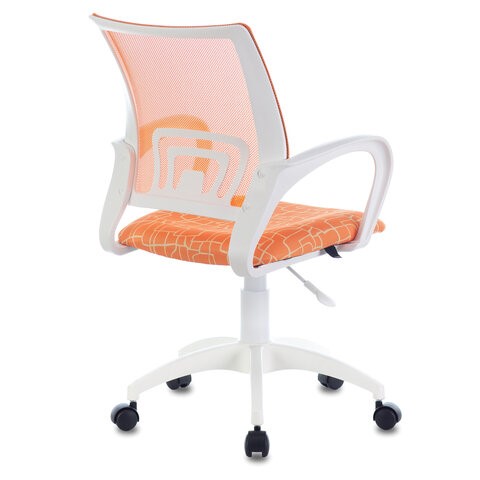 Кресло Brabix Fly MG-396W (с подлокотниками, пластик белый, сетка, оранжевое с рисунком "Giraffe") в Тюмени - изображение 1
