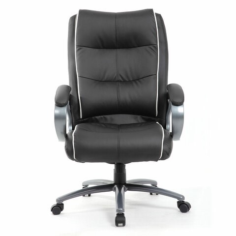 Кресло компьютерное Brabix Premium Strong HD-009 (экокожа черная, ткань серая) 531945 в Тюмени - изображение 4