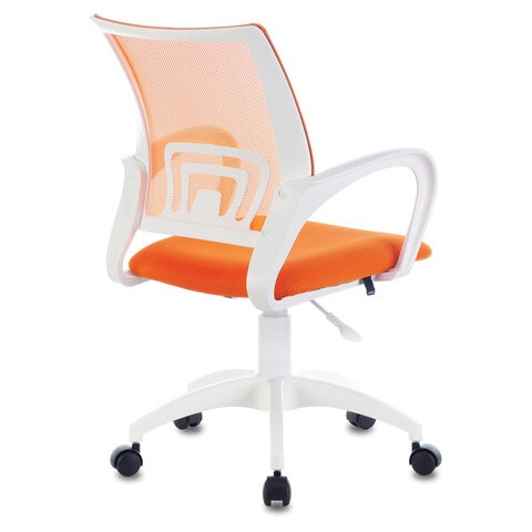 Офисное кресло Brabix Fly MG-396W (с подлокотниками, пластик белый, сетка, оранжевое) в Тюмени - изображение 3