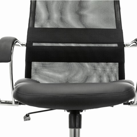 Офисное кресло Brabix Premium Stalker EX-608 CH (хром, ткань-сетка/кожзам, черное) 532091 в Тюмени - изображение 7