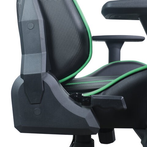 Компьютерное кресло Brabix GT Carbon GM-120 (две подушки, экокожа, черное/зеленое) 531929 в Тюмени - изображение 11