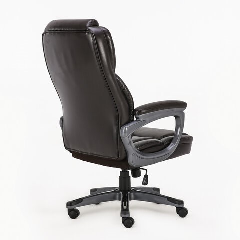 Кресло компьютерное Brabix Premium Favorite EX-577 (пружинный блок, рециклир. кожа, коричневое) 531936 в Тюмени - изображение 3