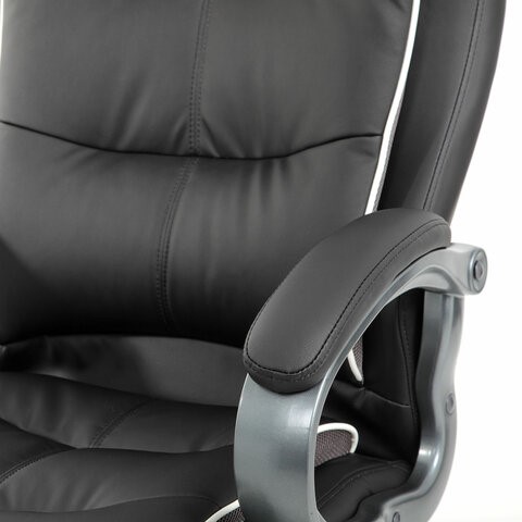 Кресло компьютерное Brabix Premium Strong HD-009 (экокожа черная, ткань серая) 531945 в Заводоуковске - изображение 6