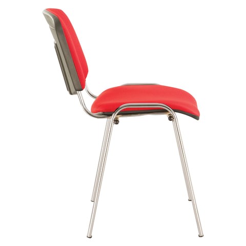 Офисный стул для персонала и посетителей BRABIX "Iso CF-001", хромированный каркас, ткань красная с черным, 531423 в Заводоуковске - изображение 1
