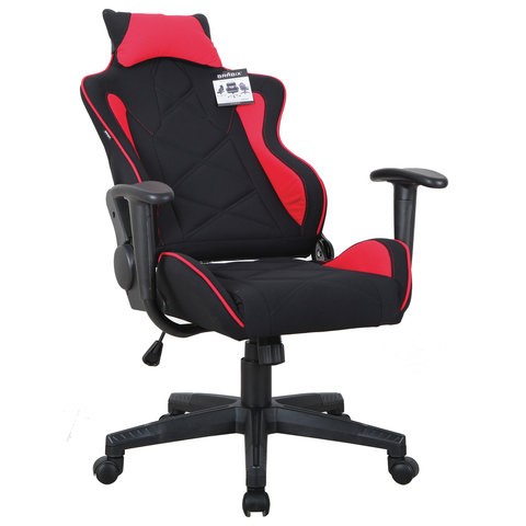 Кресло офисное Brabix GT Racer GM-100 (подушка, ткань, черное/красное) в Тюмени - изображение 1