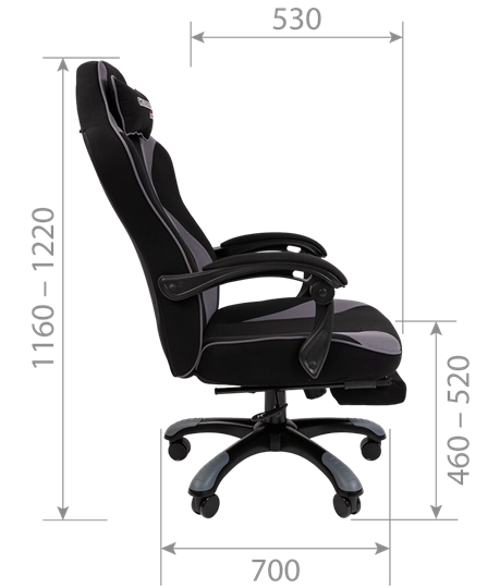 Кресло игровое CHAIRMAN GAME 35 с выдвижной подставкой для ног Ткань  черная / Ткань красная в Тюмени - изображение 8