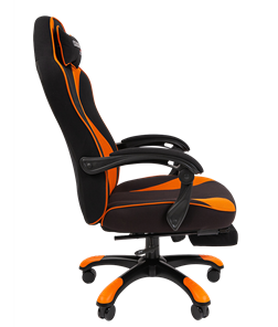 Кресло игровое CHAIRMAN GAME 35 с выдвижной подставкой для ног Ткань черная / Ткань оранжевая в Тюмени - предосмотр 2