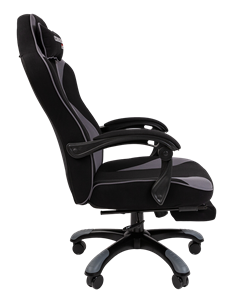 Кресло игровое CHAIRMAN GAME 35 с выдвижной подставкой для ног Ткань черная / Ткань св.серая в Тюмени - предосмотр 2