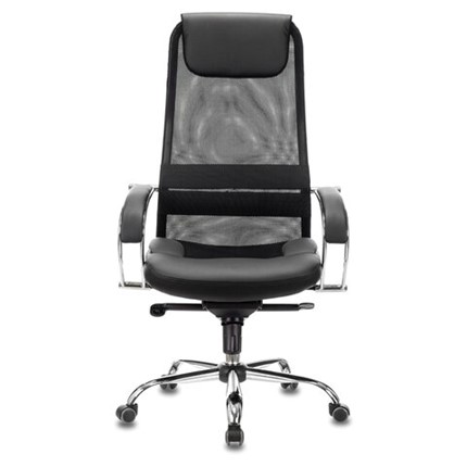 Офисное кресло Brabix Premium Stalker EX-609 PRO (хром, мультиблок, ткань-сетка/экокожа, черное) в Тюмени - изображение