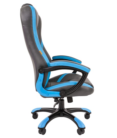 Компьютерное кресло CHAIRMAN GAME 22 эко кожа, серый/голубой в Заводоуковске - изображение 2