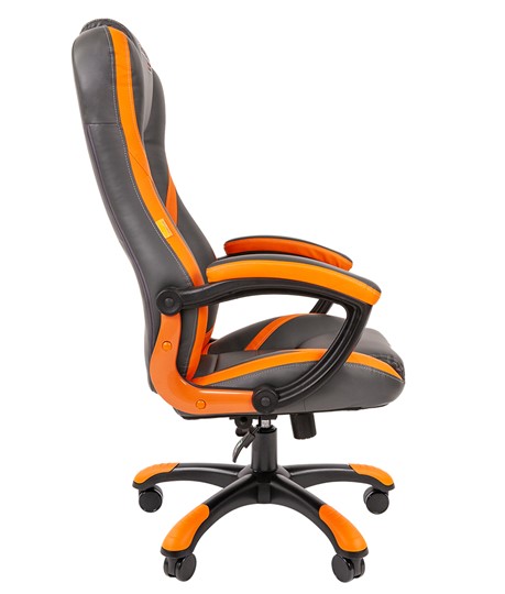 Кресло компьютерное CHAIRMAN GAME 22 эко кожа, серый/оранжевый в Тюмени - изображение 4