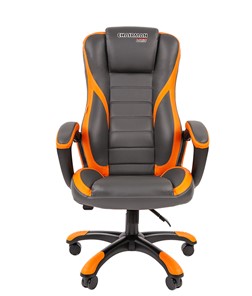 Кресло компьютерное CHAIRMAN GAME 22 эко кожа, серый/оранжевый в Заводоуковске - предосмотр 3