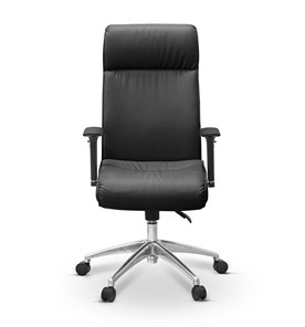 Кресло в офис Dark (подлокотники 3D) натуральная кожа с компаньоном / черная в Заводоуковске