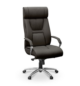 Офисное кресло Олимп X (подлокотники хром) натуральная кожа с компаньоном / черная в Заводоуковске