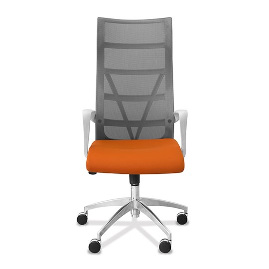 Кресло в офис Топ X белый каркас, сетка/ткань TW / серая/оранжевая в Заводоуковске - изображение 1