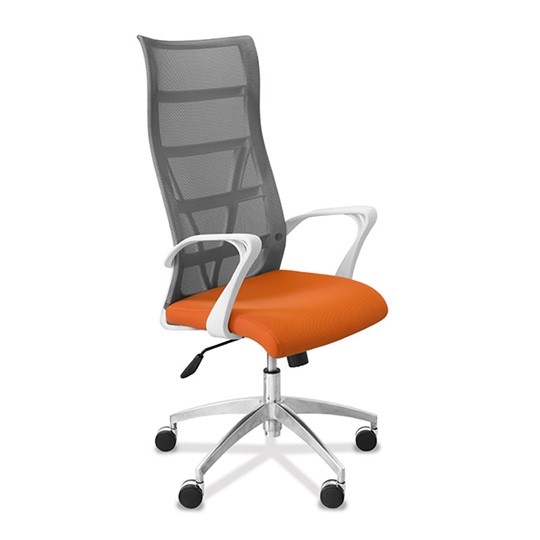 Кресло в офис Топ X белый каркас, сетка/ткань TW / серая/оранжевая в Заводоуковске - изображение 8
