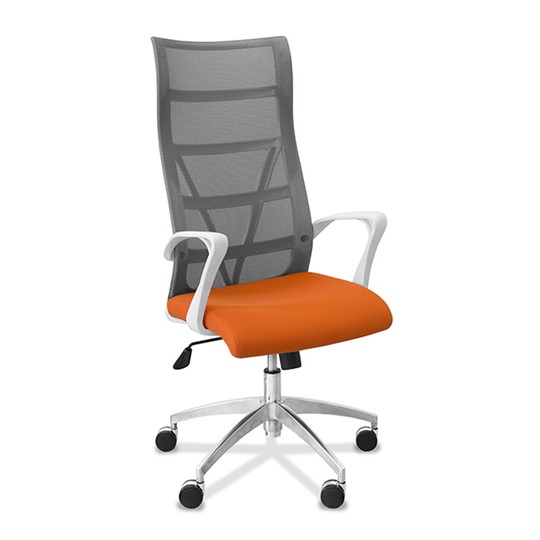 Кресло в офис Топ X белый каркас, сетка/ткань TW / серая/оранжевая в Заводоуковске - изображение 9
