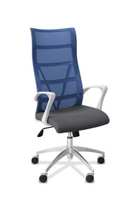 Офисное кресло для руководителя Топ X белый каркас, сетка/ткань Bahama / синяя/серая в Тюмени
