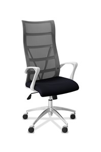Офисное кресло Топ X белый каркас, сетка/ткань TW / серая/черная в Заводоуковске