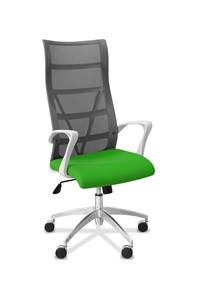 Кресло в офис Топ X белый каркас, сетка/ткань TW / серая/салатовая в Тюмени - предосмотр