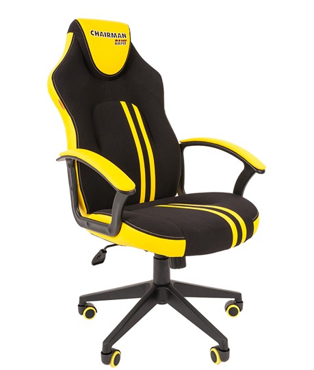 Кресло игровое CHAIRMAN GAME 26  Экокожа - Ткань стандарт. Черный/желтый в Тюмени - изображение 1