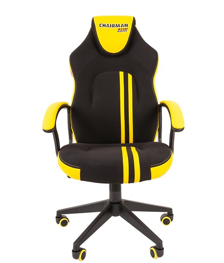Кресло игровое CHAIRMAN GAME 26  Экокожа - Ткань стандарт. Черный/желтый в Тюмени - изображение 2