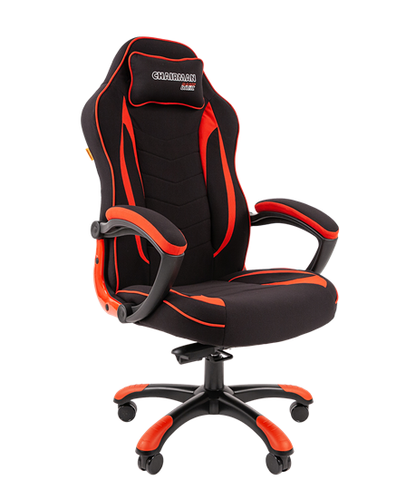 Кресло игровое CHAIRMAN GAME 28 Полиэстер комбинированная ткань красный/черный в Заводоуковске - изображение 1