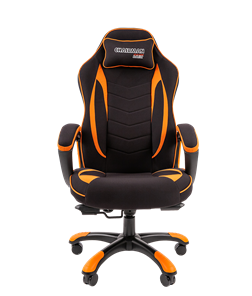Кресло игровое CHAIRMAN GAME 28 Полиэстер комбинированная ткань оранжевый/черный в Тюмени - предосмотр 2