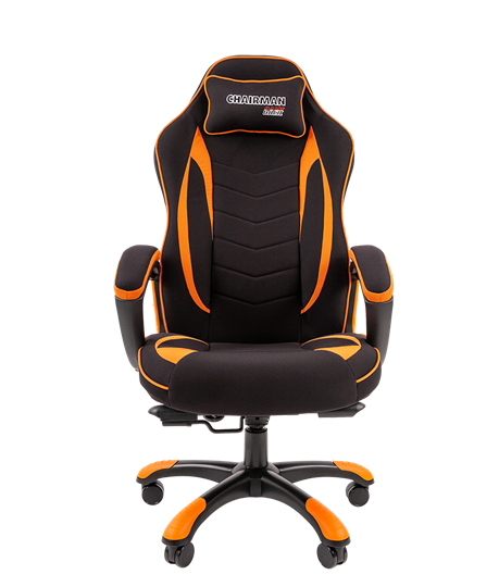 Кресло игровое CHAIRMAN GAME 28 Полиэстер комбинированная ткань оранжевый/черный в Тюмени - изображение 2