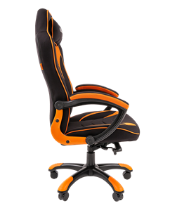 Кресло игровое CHAIRMAN GAME 28 Полиэстер комбинированная ткань оранжевый/черный в Тюмени - предосмотр 3