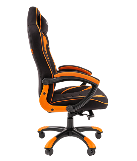 Кресло игровое CHAIRMAN GAME 28 Полиэстер комбинированная ткань оранжевый/черный в Тюмени - изображение 3