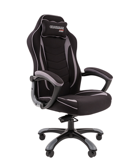 Кресло игровое CHAIRMAN GAME 28 Полиэстер комбинированная ткань серый/черный в Тюмени - изображение 1