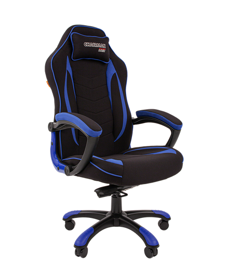 Кресло игровое CHAIRMAN GAME 28 Полиэстер комбинированная ткань синий/черный в Заводоуковске - изображение 1