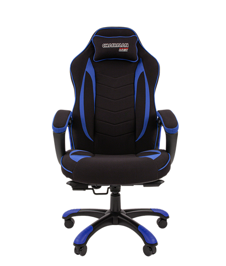 Кресло игровое CHAIRMAN GAME 28 Полиэстер комбинированная ткань синий/черный в Заводоуковске - изображение 2
