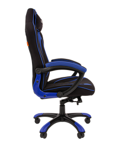 Кресло игровое CHAIRMAN GAME 28 Полиэстер комбинированная ткань синий/черный в Тюмени - предосмотр 3