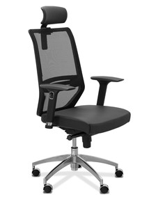 Офисное кресло Aero lux с подголовником, сетка/экокожа / черная/черная CN1114 в Тюмени