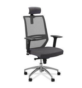 Офисное кресло для руководителя Aero lux с подголовником, сетка/ткань Сахара / серая/серая в Заводоуковске