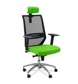 Кресло офисное Aero lux с подголовником, сетка/ткань TW / черная/ салатовая в Тюмени
