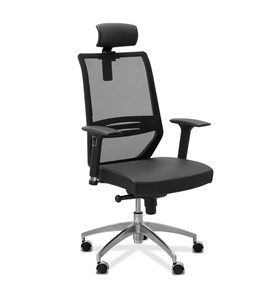 Офисное кресло Aero lux с подголовником, сетка/ткань TW / черная/черная в Заводоуковске