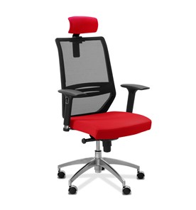 Кресло для руководителя Aero lux с подголовником, сетка/ткань TW / черная/красная в Заводоуковске