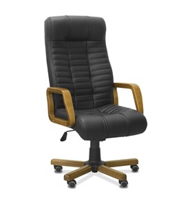 Офисное кресло Атлант W, экокожа премиум / черная CN1114/ дерево - орех в Тюмени
