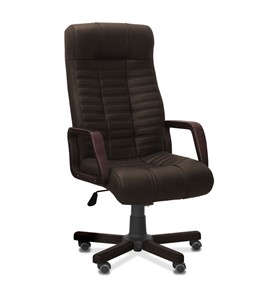 Кресло для руководителя Атлант W, экокожа премиум / тёмно-коричневая CN1113/ дерево - венге в Тюмени