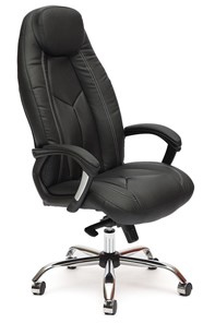 Кресло BOSS Lux, кож/зам, черный/черный перфорированный, арт.9160 в Тюмени