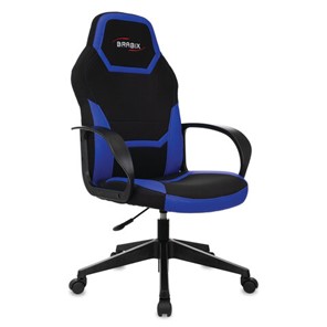Кресло офисное BRABIX "Alpha GM-018", ткань/экокожа, черное/синее, 532638, GM-018_532638 в Заводоуковске