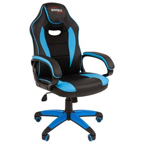 Кресло офисное BRABIX "Blaze GM-162", TW/экокожа, черное/голубое, 532578, 7083506 в Тюмени