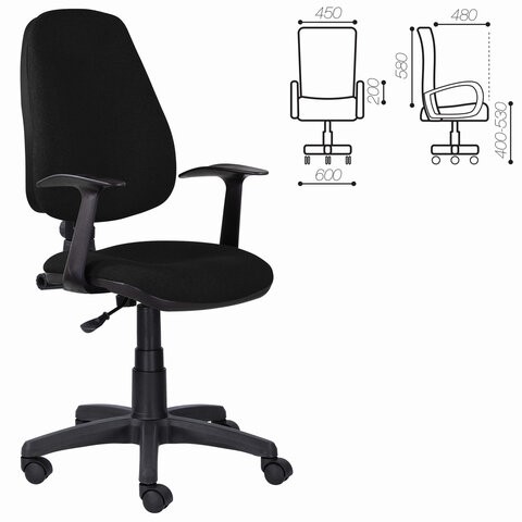 Кресло компьютерное Brabix Comfort MG-321, регулируемая эргономичная спинка, ткань, черное в Тюмени - изображение 5