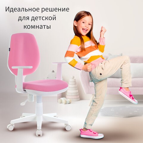 Офисное кресло Brabix Fancy MG-201W (с подлокотниками, пластик белый, розовое) 532409 в Тюмени - изображение 5