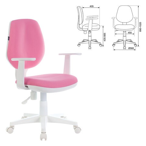 Офисное кресло Brabix Fancy MG-201W (с подлокотниками, пластик белый, розовое) 532409 в Тюмени - изображение 3